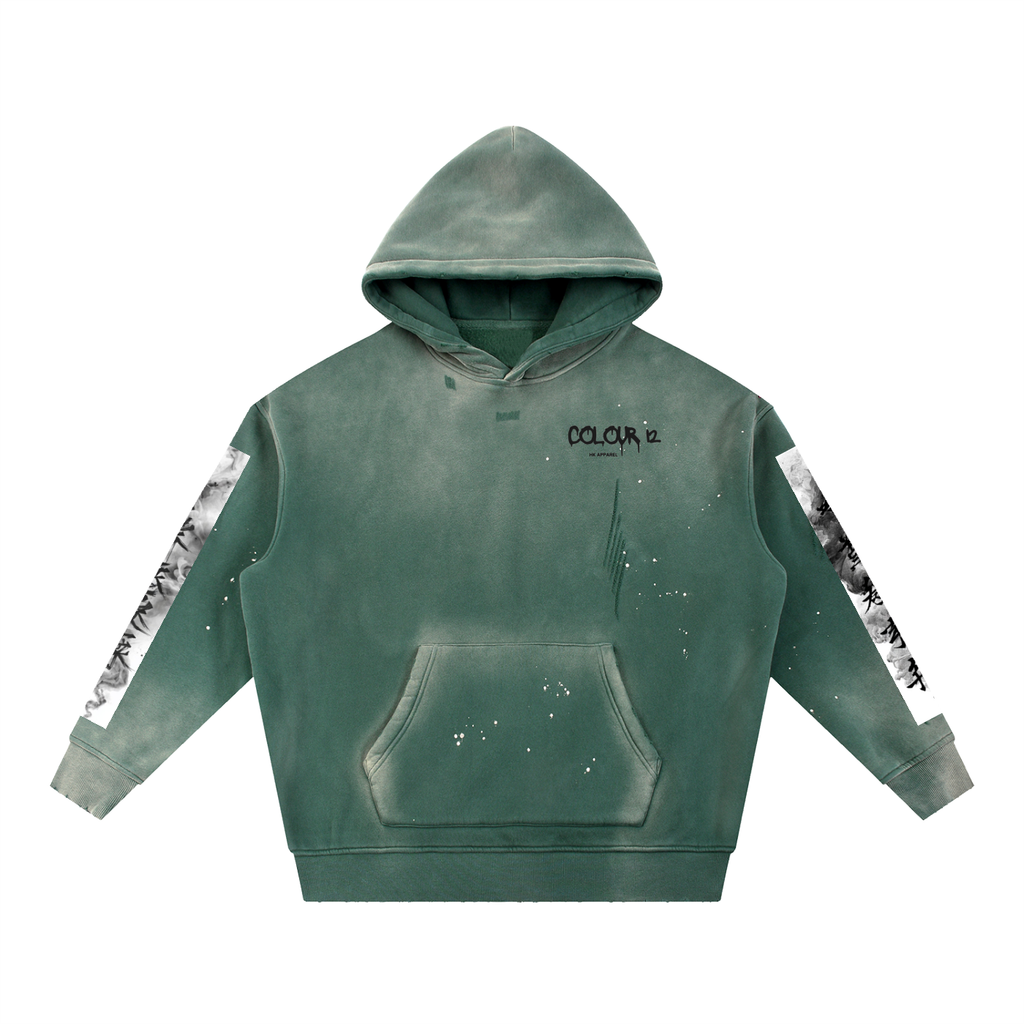 Vintage Washed Frayed Fleece Hoodie