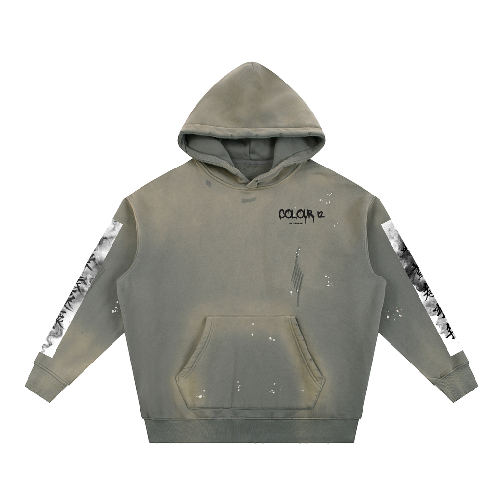 Vintage Washed Frayed Fleece Hoodie