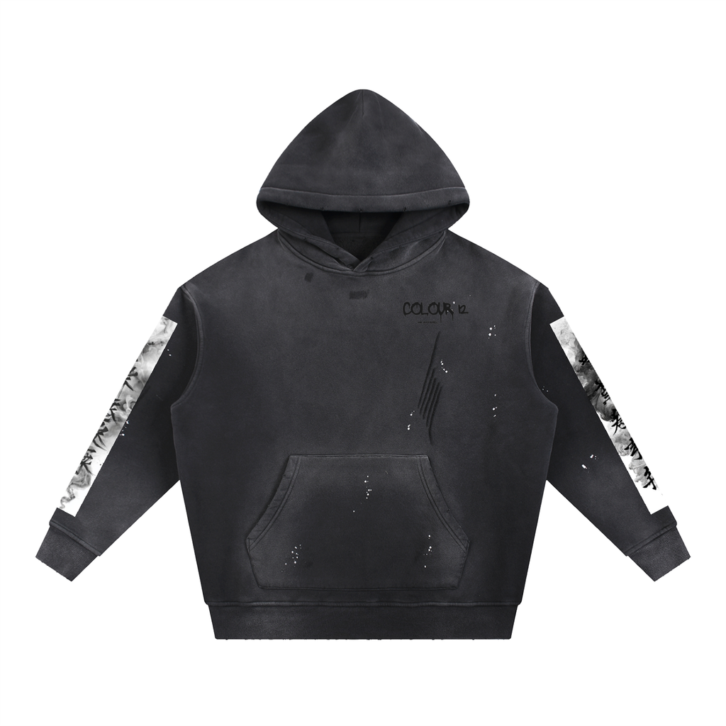 Vintage Washed Frayed Fleece Hoodie